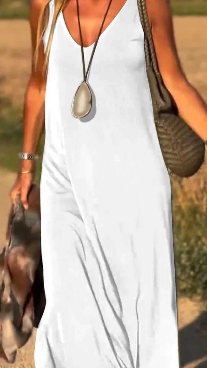 Robe Solstice – Femme sexy à bretelles et col en V