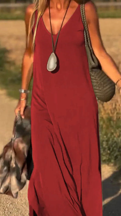 Robe Solstice – Femme sexy à bretelles et col en V